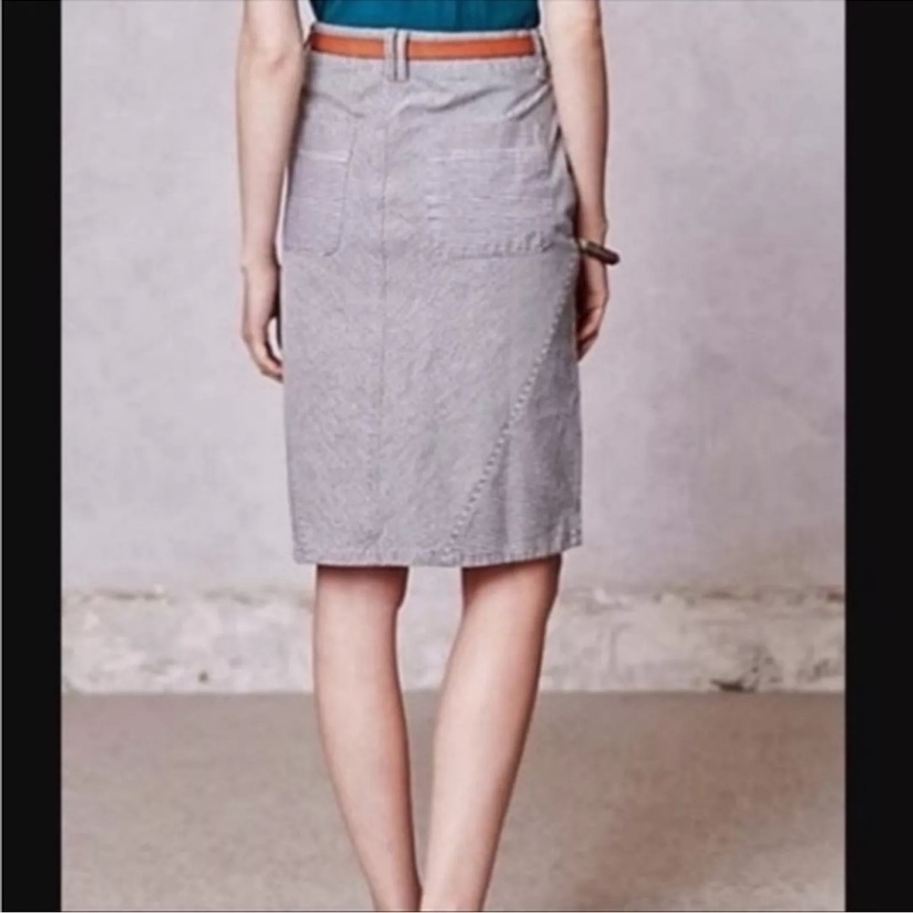 PILCRO Anthropologie Railroad Stripe Denim Skirt A-Line Blue and White Size 28 - Picture 2 of 16
